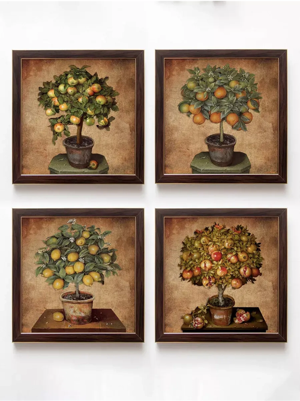 Картины на стену интерьерная на холсте 4 шт, 23*23 см