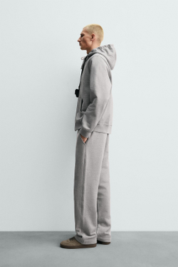 ZARA ТОЛСТОВКА НА МОЛНИИ С КАПЮШОНОМ HEAVYWEIGHT ORIGINS,СЕРЫЙ МЕЛАНЖ