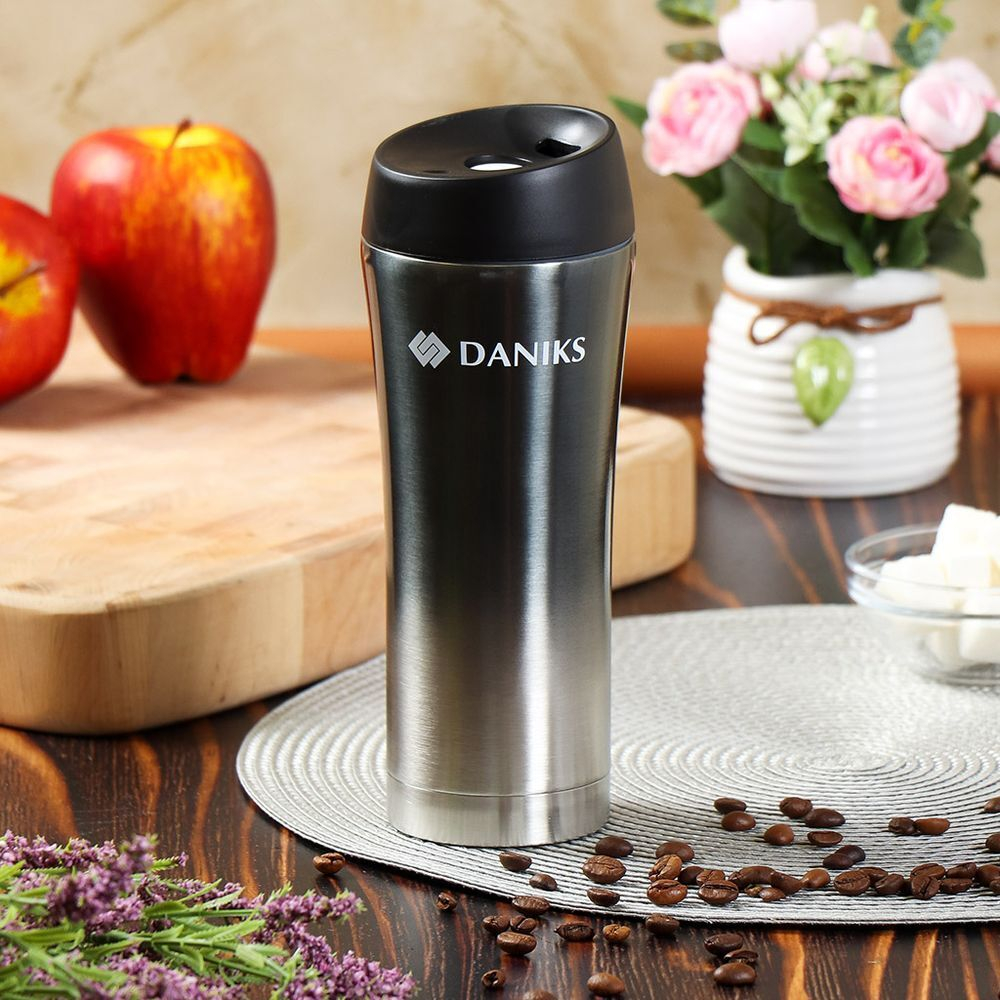 Термокружка нерж, 0.45 л, Daniks, г-фит, SL-NT015-met-grpht