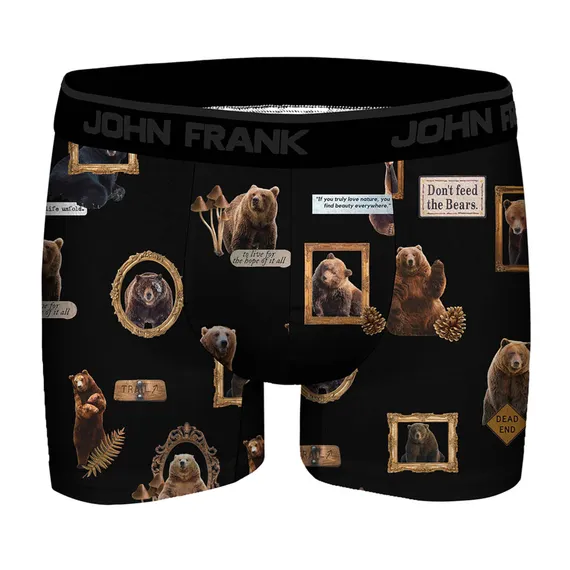 Мужские трусы боксеры черные с принтом JOHN FRANK JFBD377-BEAR