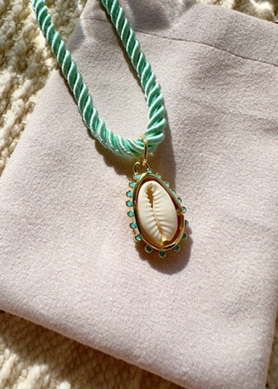 Чокер шнур бирюзовый с подвеской 