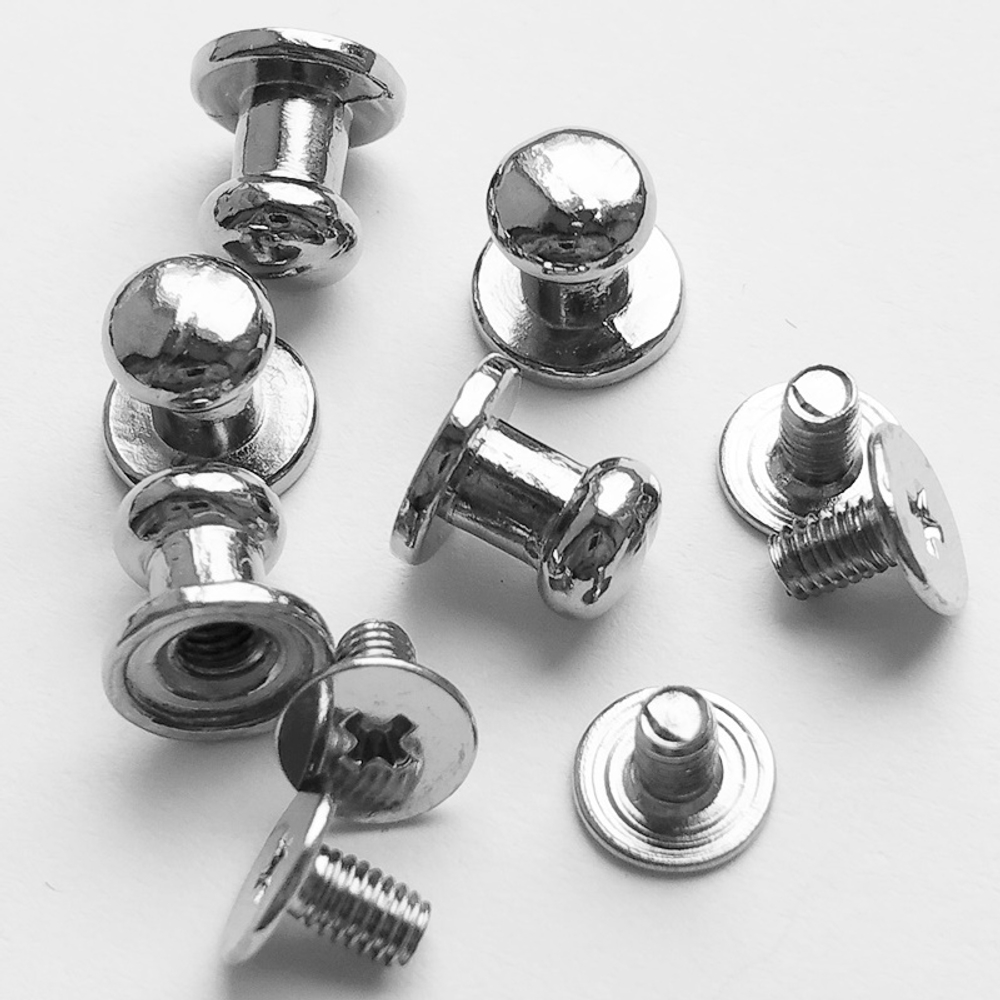 Заклепки (5шт) круглые 8х8мм на винте для ремней, декора обуви, одежды, бижутерии.