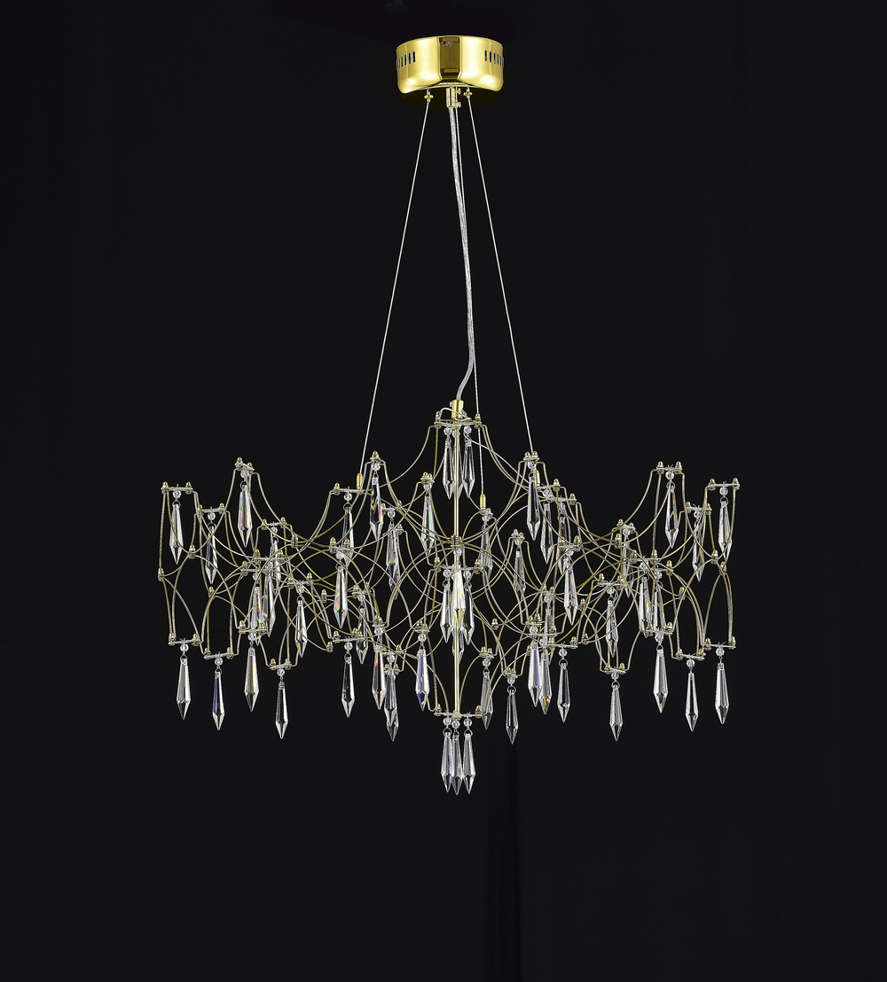 Подвесная люстра светодиодная с пультом и хрустальными подвесками Asfour MyFar Ileria MR2653-57P-76AP