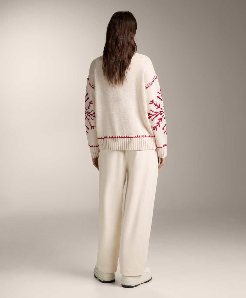 Oysho Вязаный свитер с вышивкой «Снежинка», экрю