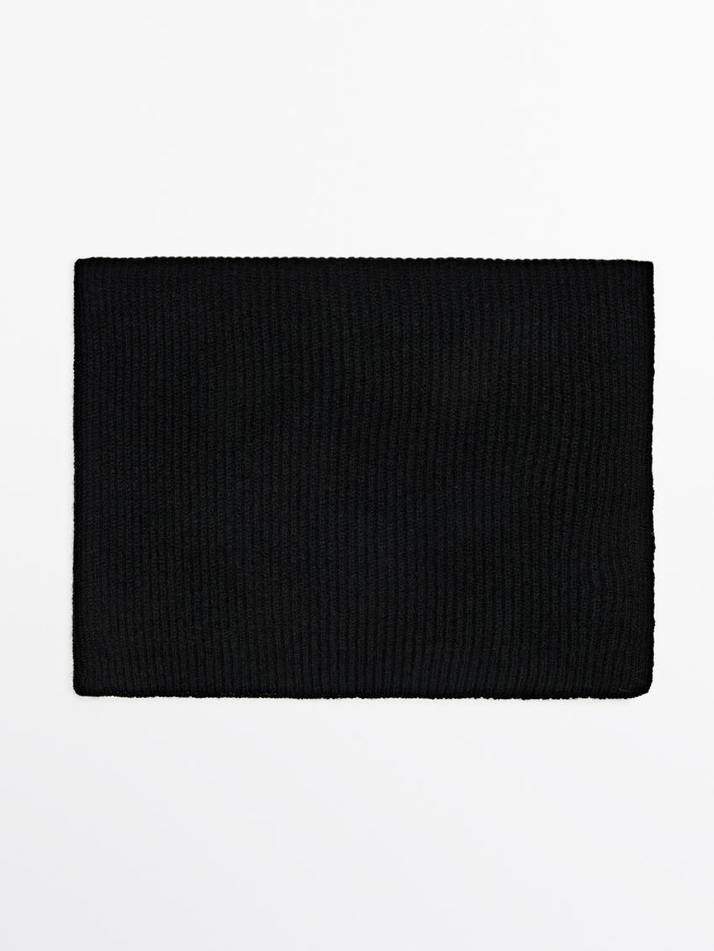 Massimo Dutti Шарф из 100% кашемира в рубчик, черный