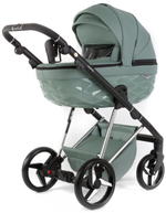 Детская коляска Adamex Quantum Superstar Deluxe 3 в 1 Q-STAR150-K (СЕРО-ЗЕЛЕН.КОЖА+СЕРО-ЗЕЛЕН.ДНО+ХРОМ.РАМА)