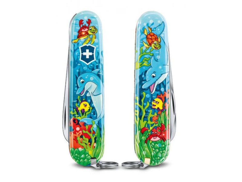 Нож My First Victorinox Dolphin Edition, 84 мм, 9 функций, голубой 0.2373.E1