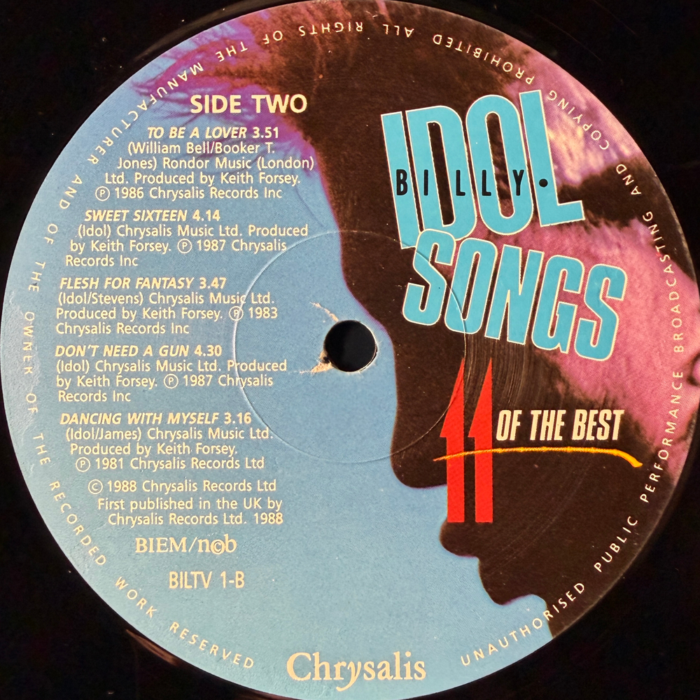 Billy Idol – Idol Songs - 11 Of The Best (Скандинавия 1988 г)