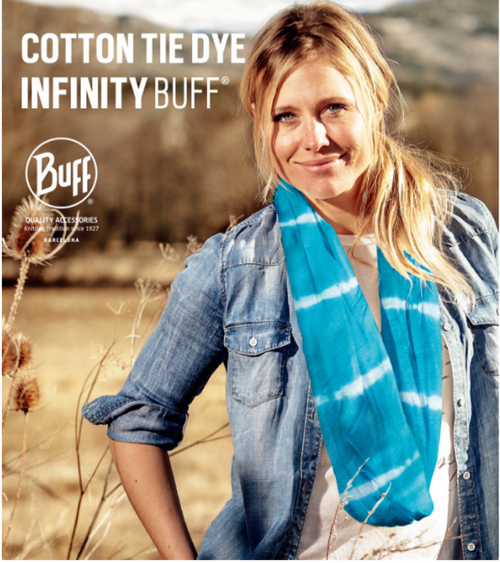 Шарф-снуд-хомут из хлопка Buff Turquoise Shibori Фото 1