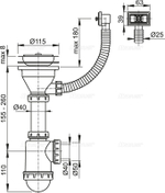 Сифон для мойки AlcaPlast A447-DN50/40