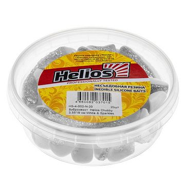 Виброхвост несъедоб. Chubby 3,55'/9 см White & Sparkles 20шт. (HS-4-002-N-20) Helios