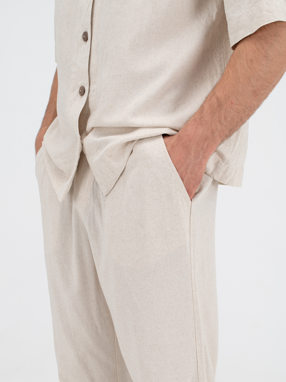 Костюм льняной с брюками. Песок