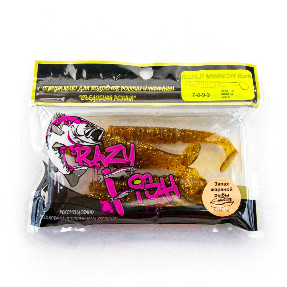 Силиконовая приманка Crazy Fish Scalp Minnow 3.2" (80мм, 3.4гр)