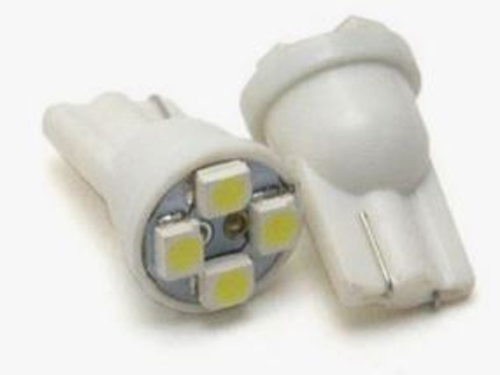 Светодиод 12V T10  4SMD 1210 WHITE (без цок.) (бл, 2шт.)