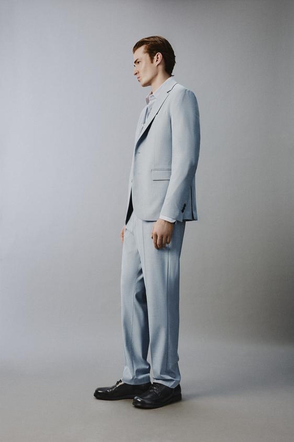 ZARA КОСТЮМНЫЕ БРЮКИ SLIM FIT, НЕБЕСНО-ГОЛУБОЙ