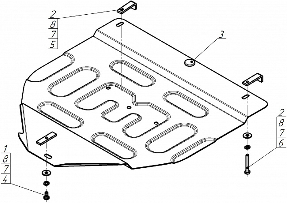 Защита раздю коробки. 2 мм, Сталь. для Nissan Pathfinder 2005-2010, Motodor.71405