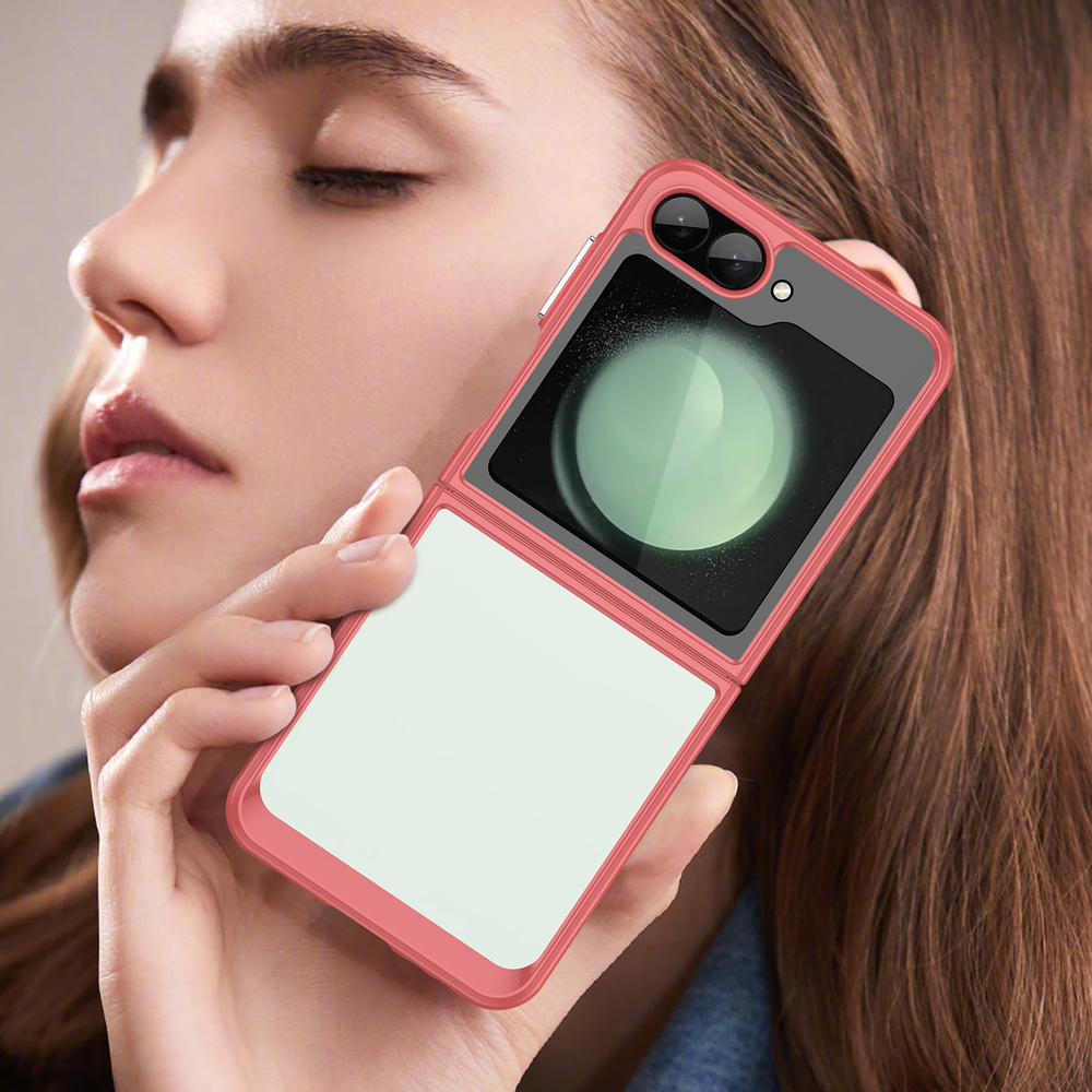 Двухкомпонентный чехол для Samsung Galaxy Flip 6 5G, мягкий отклик кнопок, усиленные рамки красного цвета