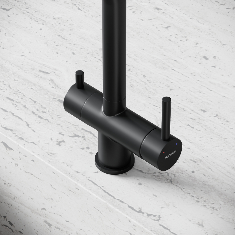 Смеситель для кухни Sancos Foster с краном для фильтра, черный матовый, SC4014MB