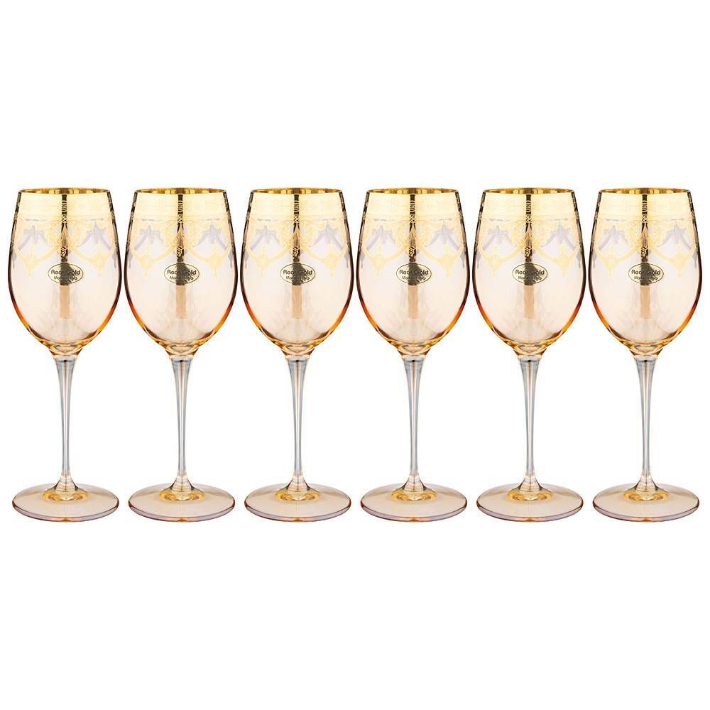 НАБОР БОКАЛОВ ДЛЯ ВИНА ИЗ 6 ШТУК 380МЛ "AMALFI AMBRA ORO"