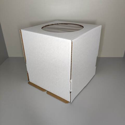 Коробка для торта с окном белая 24х24х26 см