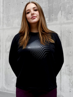 24417 Джемпер женский, рукав 3/4 с печатью кулирка черный (60)