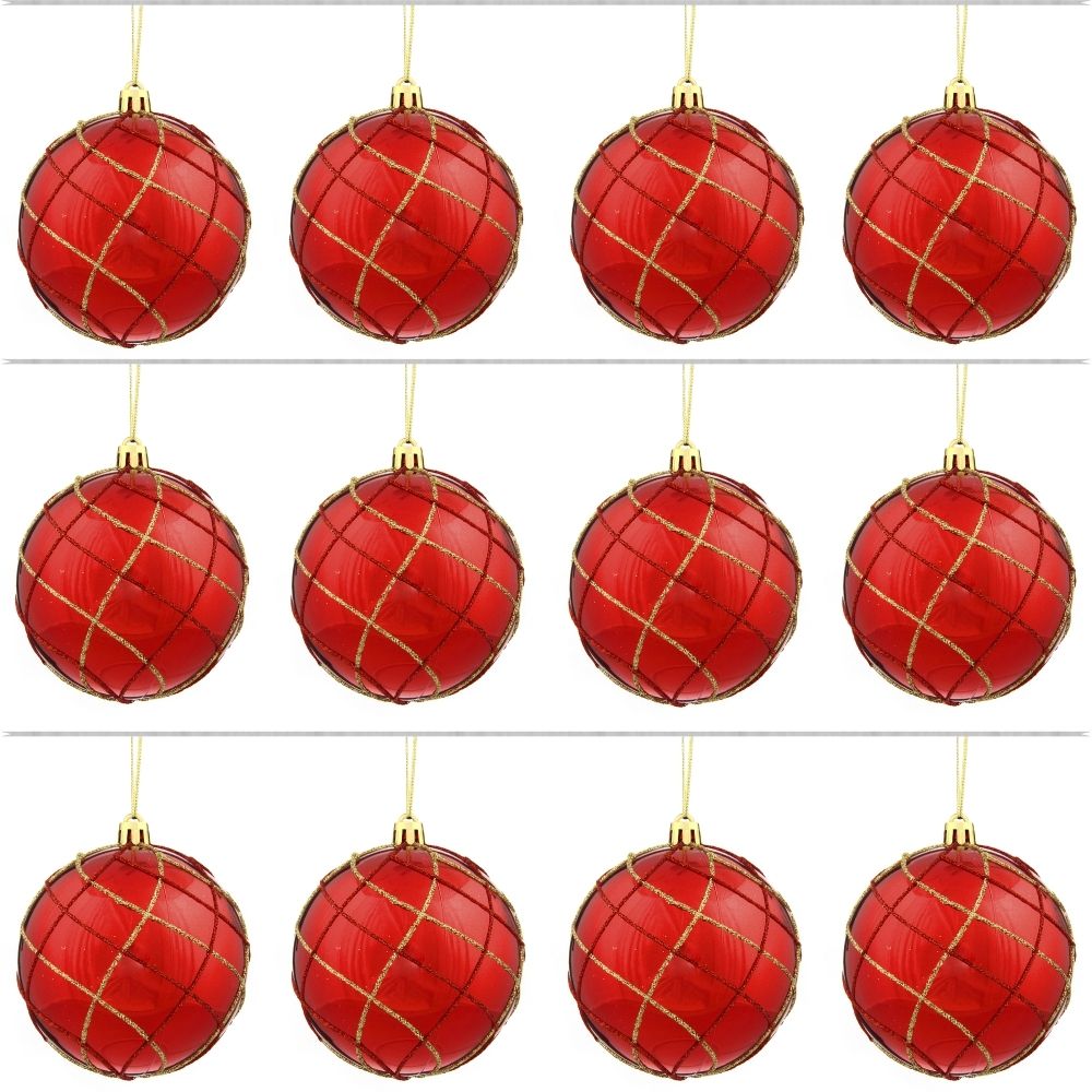 GAEM Набор из 12шт Украшение новогоднее Шар "Алмазная сетка", D 8 см, L35 W27 H9 см