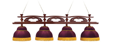 Лампа Венеция 4пл. ясень (№2,бархат зеленый,бахрома желтая,фурнитура золото)