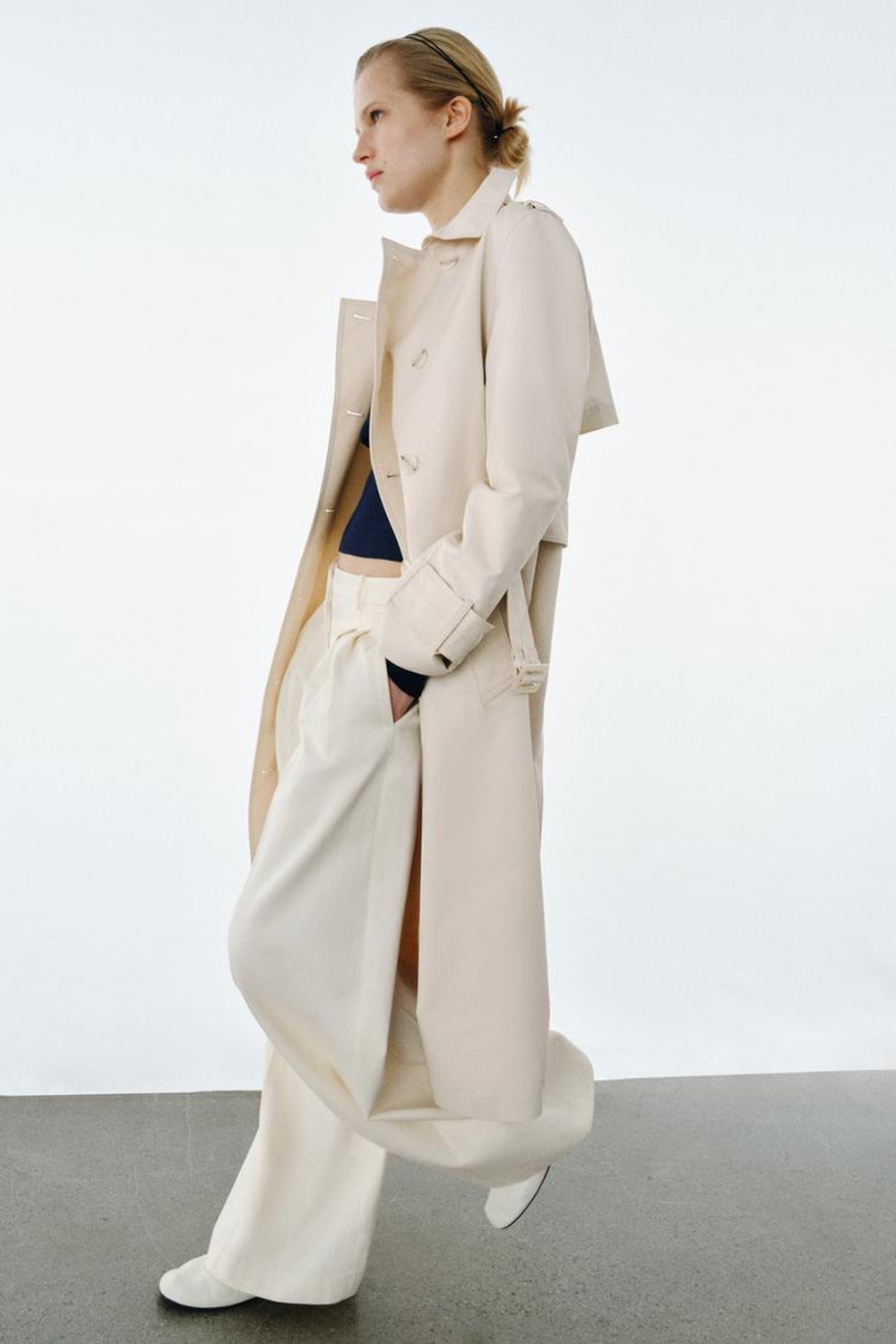 ZARA ВЯЗАНЫЙ ДЖЕМПЕР С ШИРОКИМ ПОЯСОМ, ЧЕРНИЛЬНО-СИНИЙ