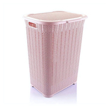 Корзина для белья вязаный узор 50л пепельно-розовый
