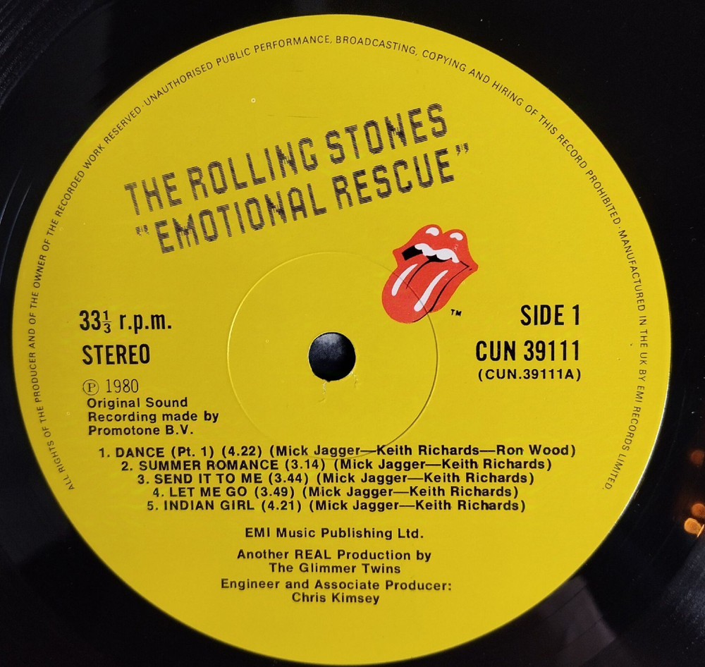 Винтажная виниловая пластинка LP The Rolling Stones Emotional Rescue (UK 1980)