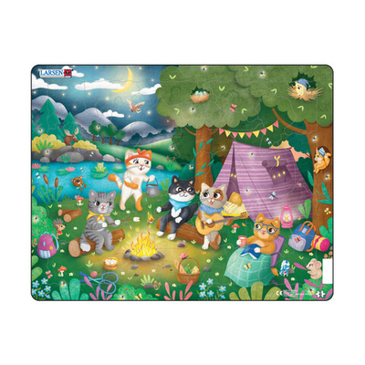 Пазлы LARSEN «Веселые котики - вечеринка на природе" 45 фигурных деталей