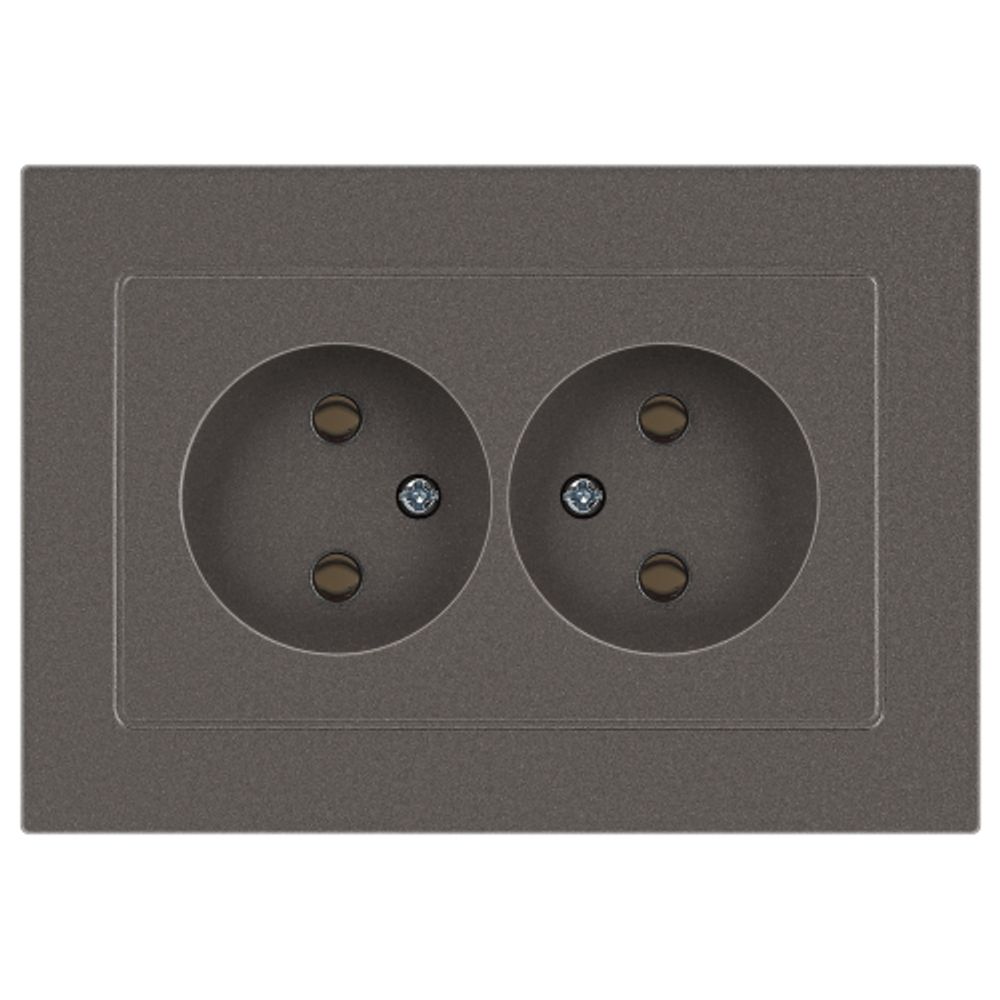 Розетка Intro Accent 6-204-09 2х2P, 16А-250В, IP20, СУ, AL/CU, титан | Intro