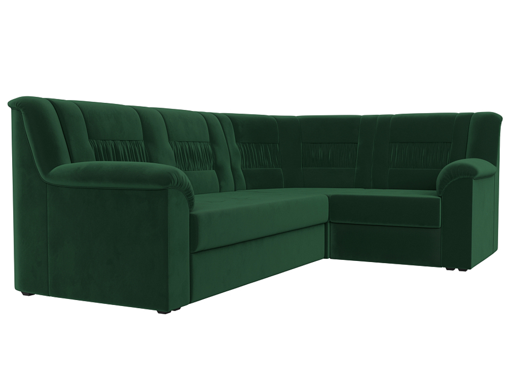 Диван угловой Карелия правый угол, Зеленый, Велюр, 113343