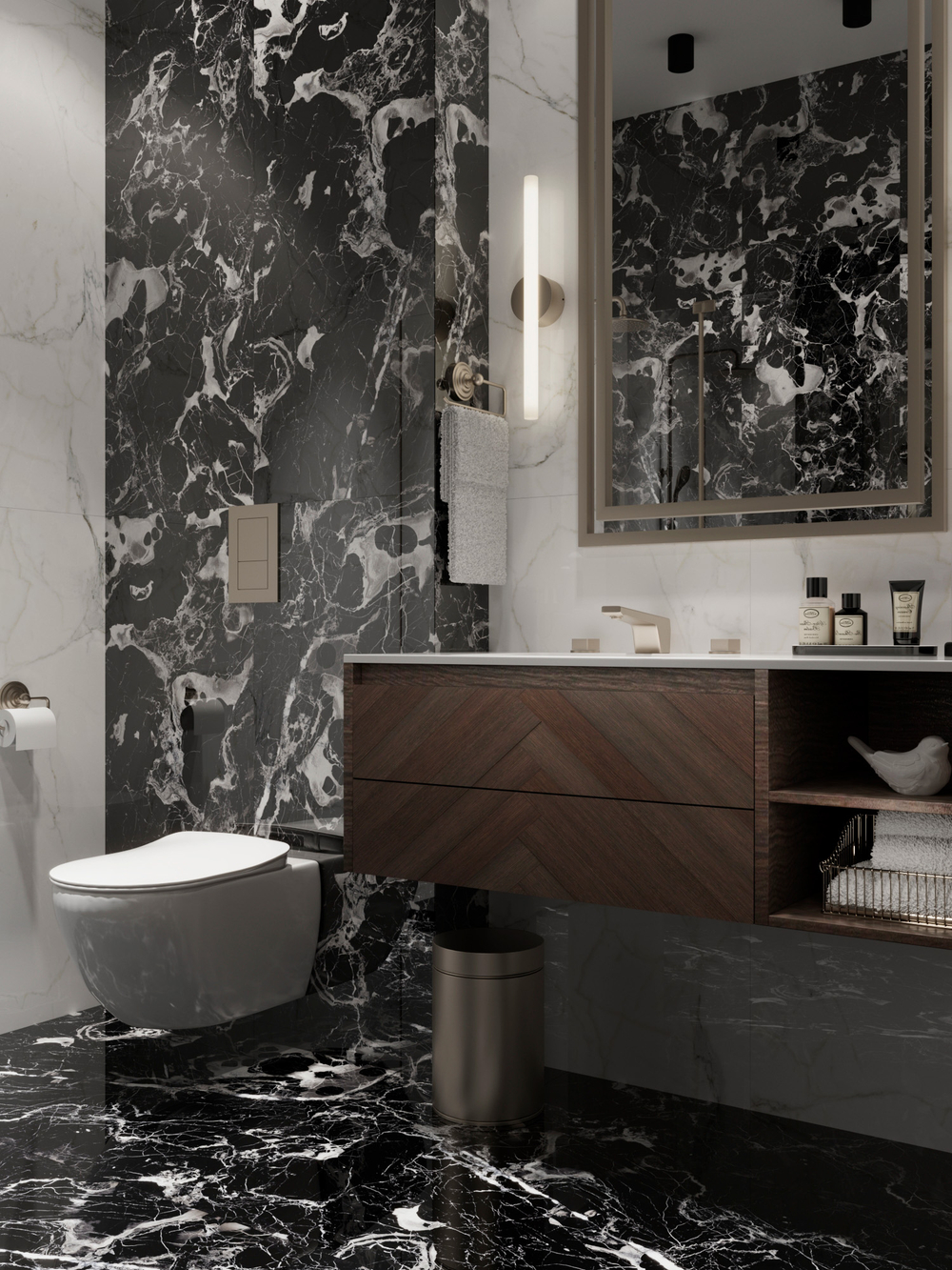 Керамогранит, Arcadia Ceramica, ELEGANT NERO, 1200x600 мм, суперглянцевая