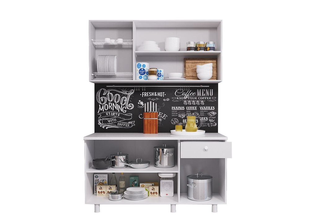 Кухонный гарнитур Горизонт POINT 9, ЛДСП, белый, коричневый, 150 см