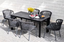 "Венето" обеденный стол из HPL 160х80см, цвет "серый гранит", каркас черный