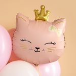 Шар (24''/61 см) Фигура, Кошечка Принцесса, Розовый, Сатин, 1 шт.