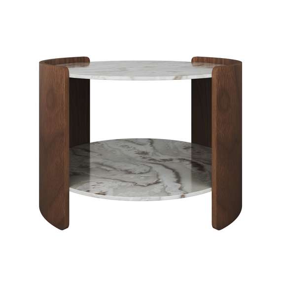 Столик Lagom Stone D 65 см высота 45 см (камень OV2, орех)