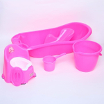 Набор для детей (ванночка, горшок, горка для купания, ковш, ведро) розовый арт. 12019 ДУНЬЯ