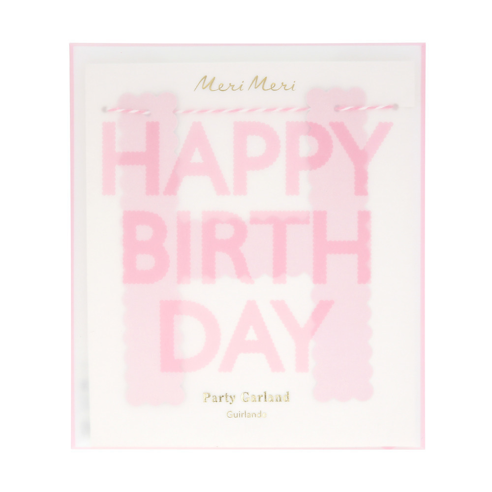 Гирлянда розовая "Happy Birthday" 1.8 м