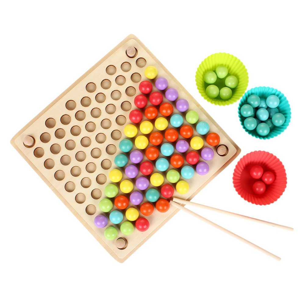 Развивающая игрушка деревянная с шариками 7 цветов, коробка C-41933