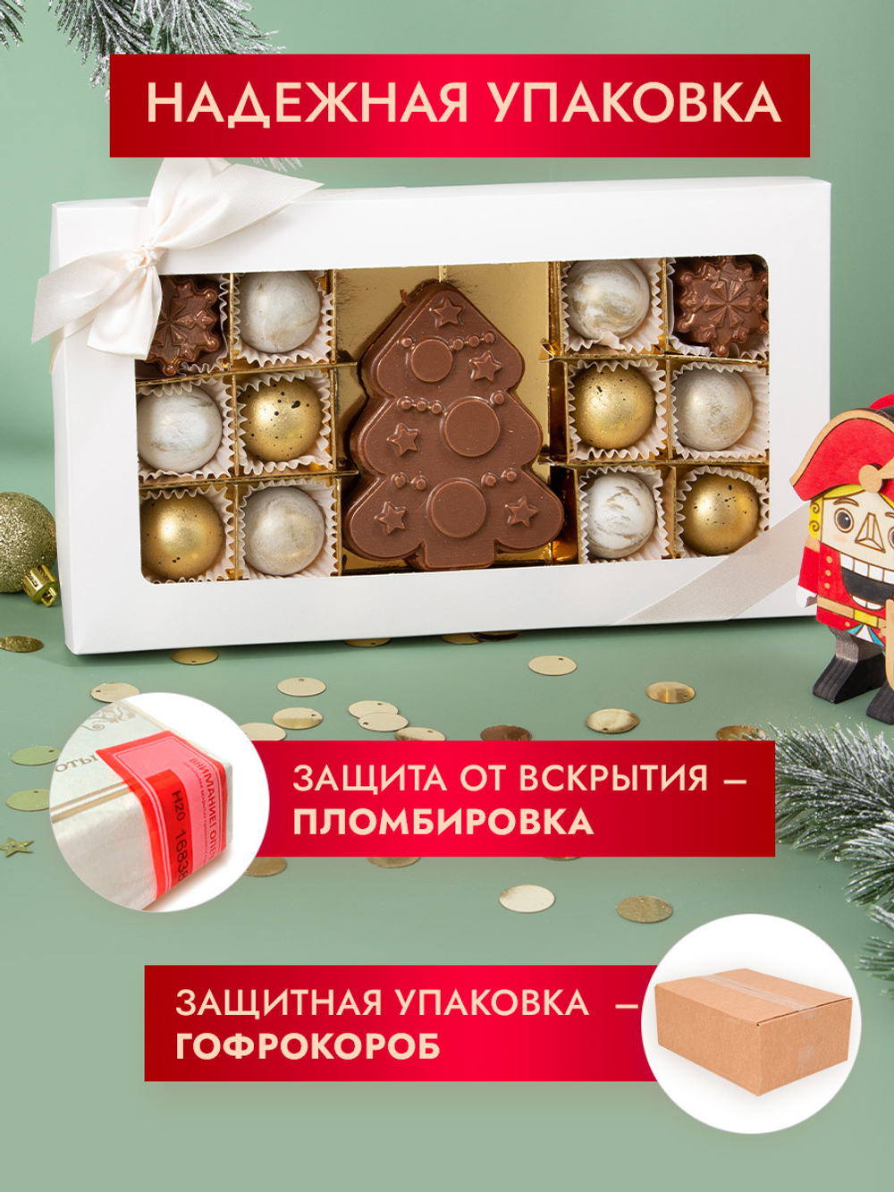 Конфеты шоколадные коробка набор подарочный Новогодняя ёлка