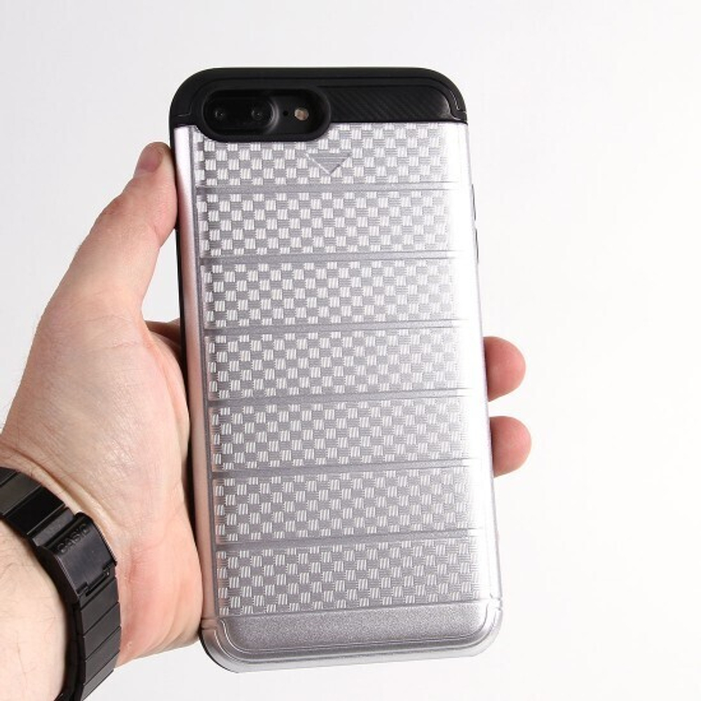 Чехол с вырезами под пластиковые карты для iPhone 7 Plus, 009464 Серебристый