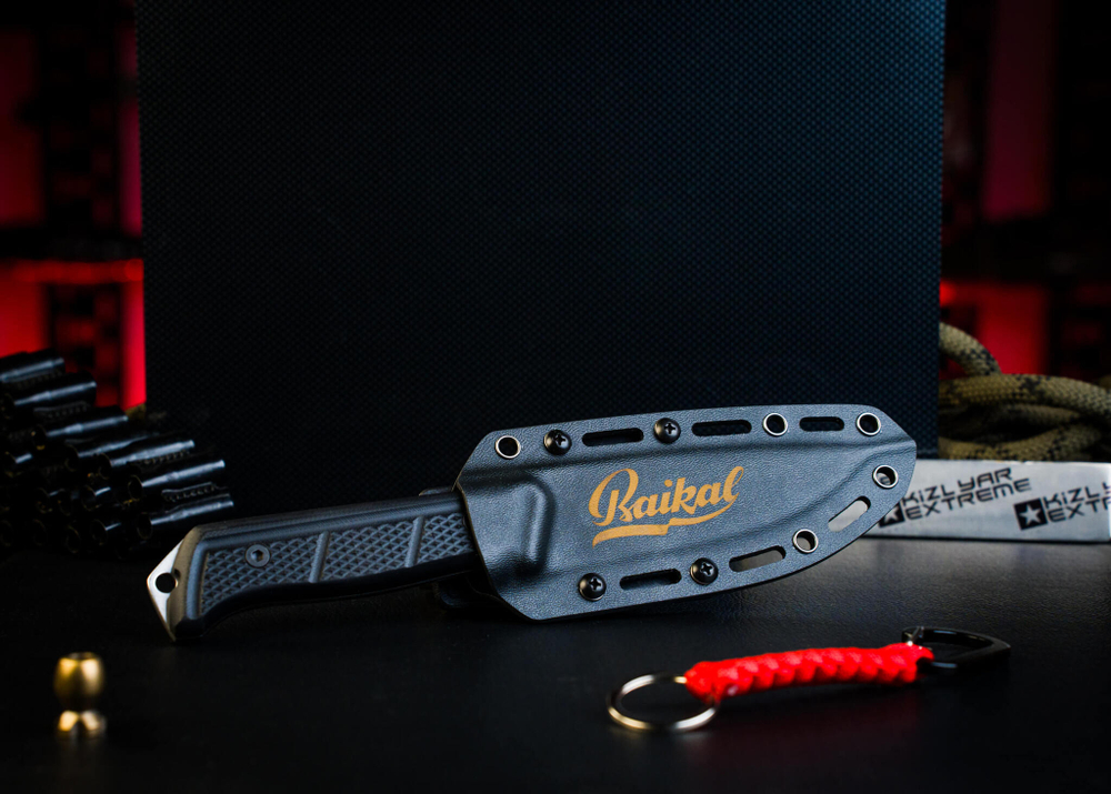 Нож Kizlyar Supreme BAIKAL VG-10 (Cryo) SW G10-BH KS (StoneWash, Black G10 Handle, Kydex Sheath)