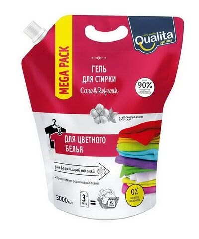 QUALITA Гель д/стирки 3000мл.Цветного белья (дойпак)