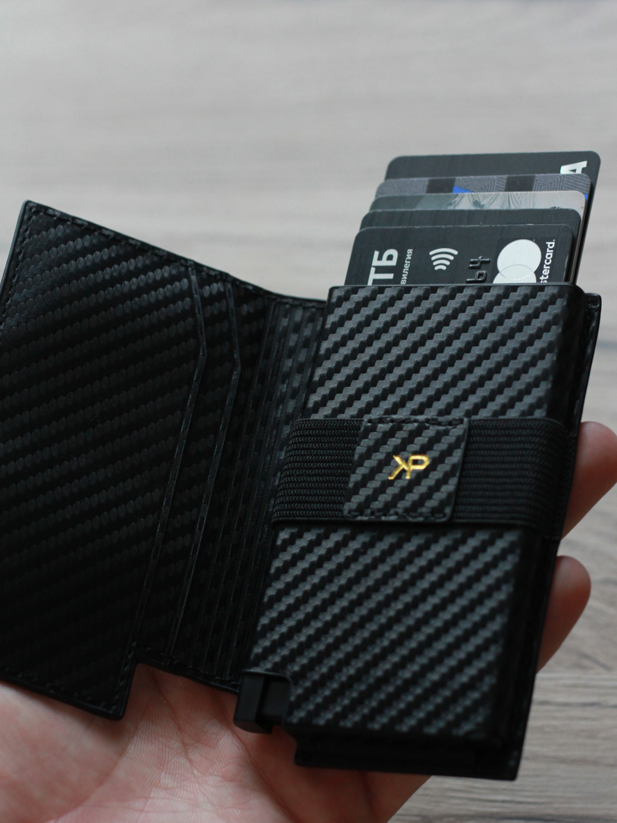Картхолдер кошелёк из карбоновой кожи