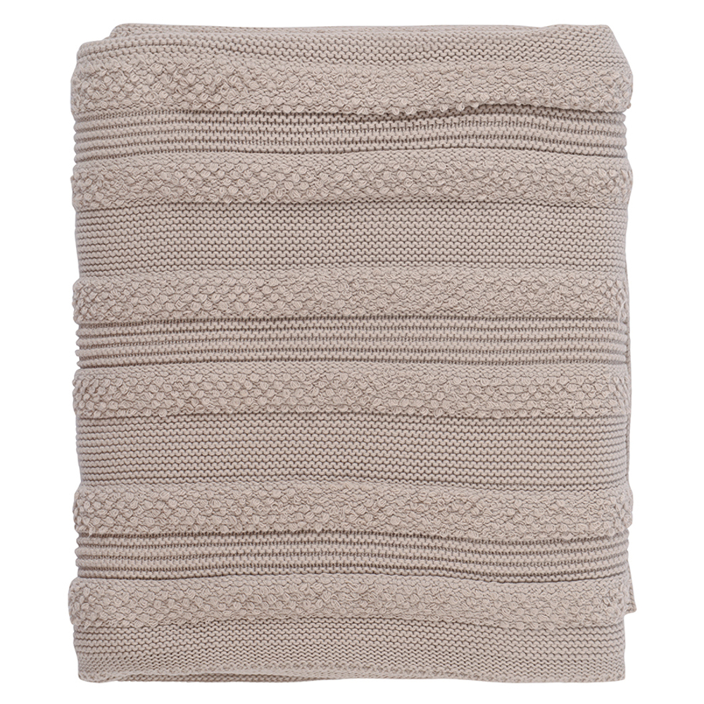 Плед из хлопка с буклированной вязкой светло-серого цвета из коллекции essential, 130х170 см