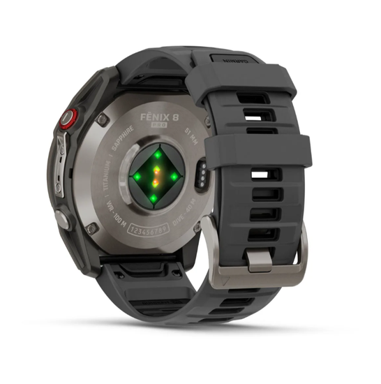 Умные часы Garmin Fenix 8 PRO, 51 мм, AMOLED Сапфир, титан с графитовым/черным силиконовым ремешком