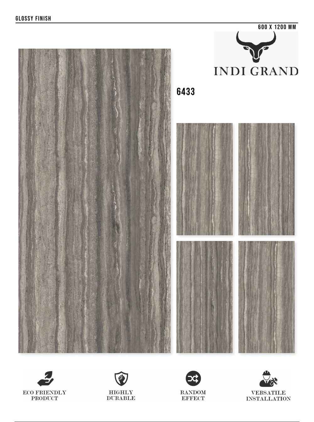 Керамогранит glossy №6, 60х120, 6433