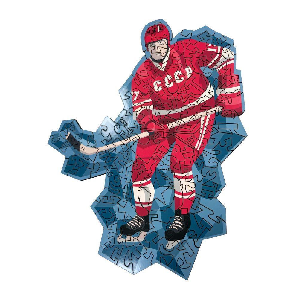 Деревянный фигурный пазл &quot;Советский хоккей&quot; в подарочной упаковке (22х17 см, 22х17 см, 186 деталей)